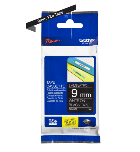Brother TZe325 9mm TZ Tape White on Black