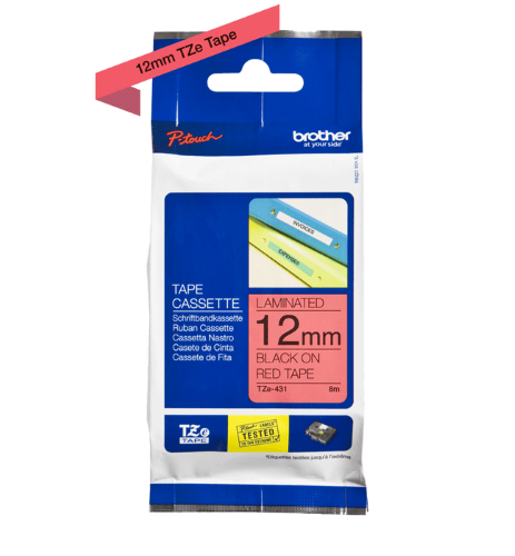 Brother TZe431 12mm TZ Tape Black on Red