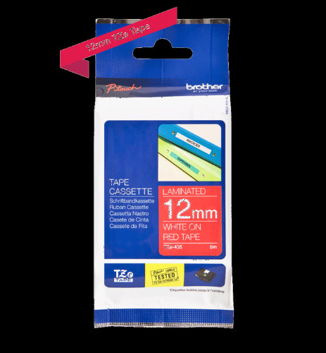 Brother TZe435 12mm TZ Tape White on Red