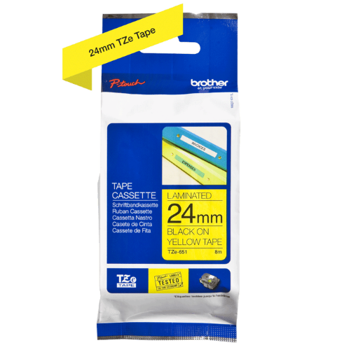 Brother TZe651 24mm TZ Tape Black on Yellow