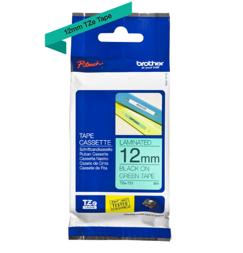 Brother TZe731 12mm TZ Tape Black on Green