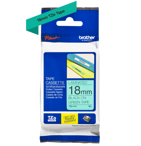Brother TZe741 18mm TZ Tape Black on Green