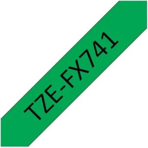 Brother TZEFX741 Black on Green Tape
