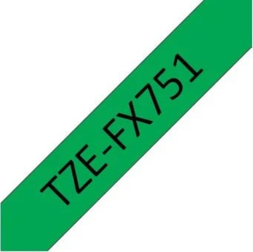 Brother TZEFX751 Black on Green Tape