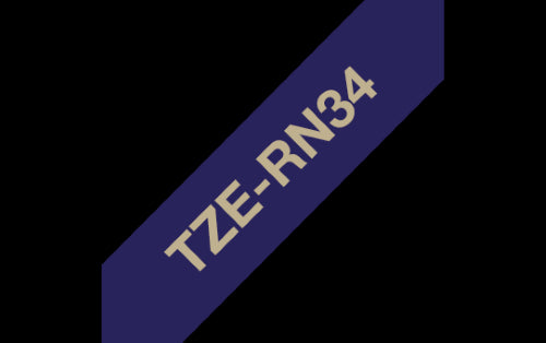 Brother TZeRE34 12mm Non Adhesive Ribbon Gold on Navy Blue