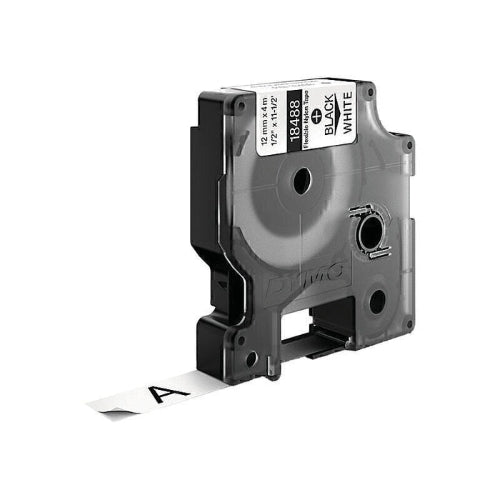 Dymo Rhino Flexible Nylon 12mm x 3.5mt Black On White Label Tape (18488)