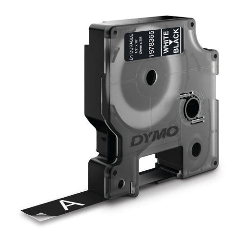 Dymo D1 White on Black 12mm x 3m Label Tape