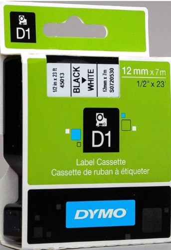 Dymo D1 Tape 12mm Black on White (45013)