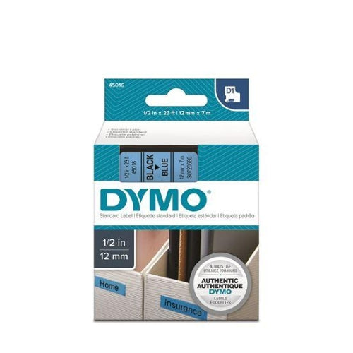 Dymo D1 Tape 12mm Black on Blue (45016)