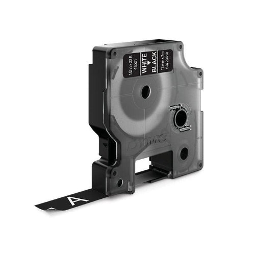 Dymo D1 Tape 12mm White on Black (45021)