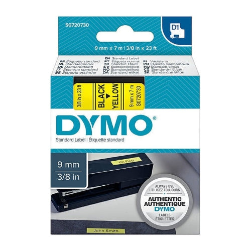 Dymo Black on Yellow 9mm x 7m Label Tape