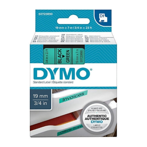 Dymo Black on Green 19mm x 7m Label Tape