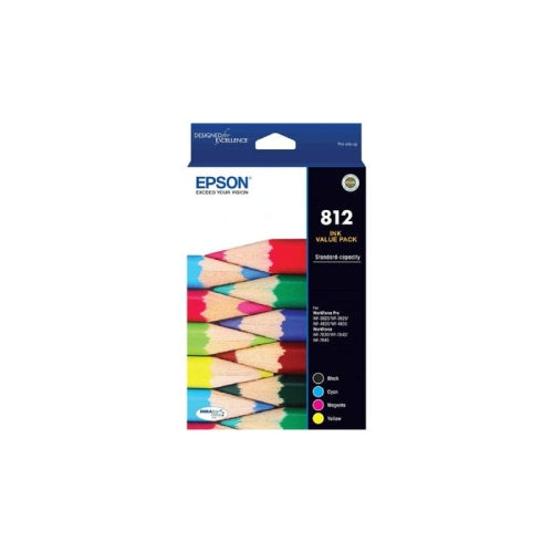Epson 812 Ink Cartridge Value Pack, Black, Cyan, Magenta, yellow