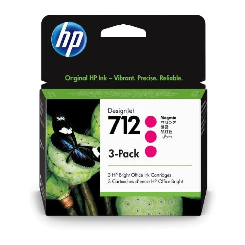 HP 712 Magenta Genuine Ink, 29ml, 3's Pack (3ED78A)