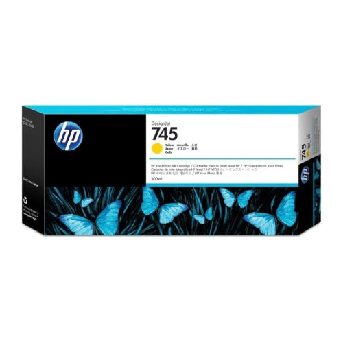 HP 745 Yellow Genuine Ink Cartridge, 300ml (F9K02A)