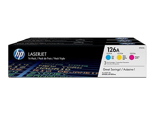 HP 126A CMY Toner Cartridge CF341A, 3 Pack