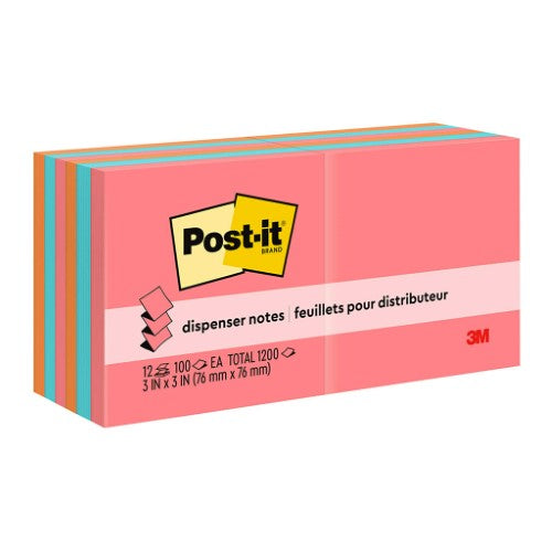 Post-it Pop Up Note Refill 76x76mm 100 sheet pads Pkt/12