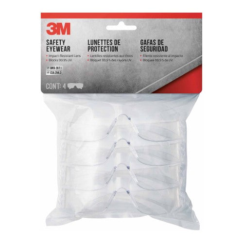 3M Safety Eyewear 90953H4-DC Clear, Pack of 4 - Pack of 6
