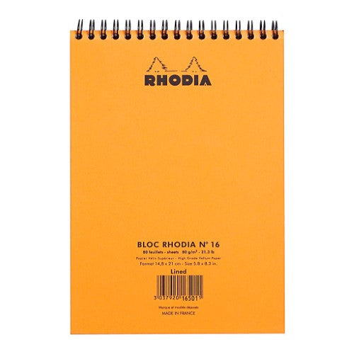 Rhodia Classic Notepad Spiral A5 Lined Orange