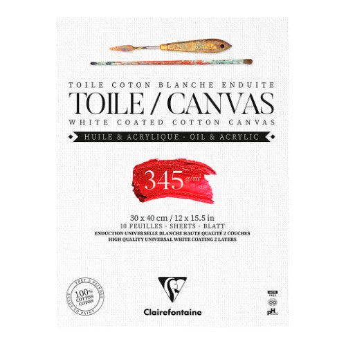 Cotton Canvas Pad White 30x40cm 345g 10sh