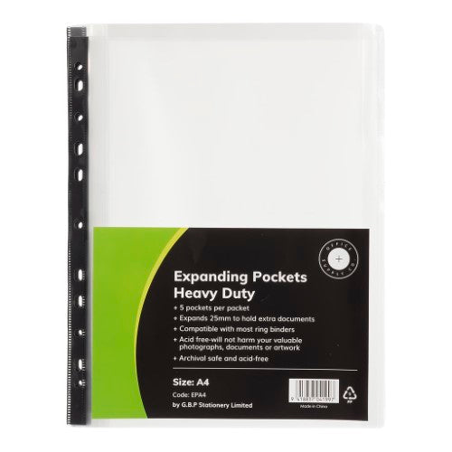 OSC Copysafe Pockets Heavy Duty Expanding A4 Pack 5