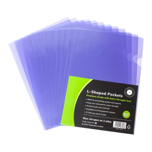 OSC L Shaped Pockets A4 Purple Pack 12