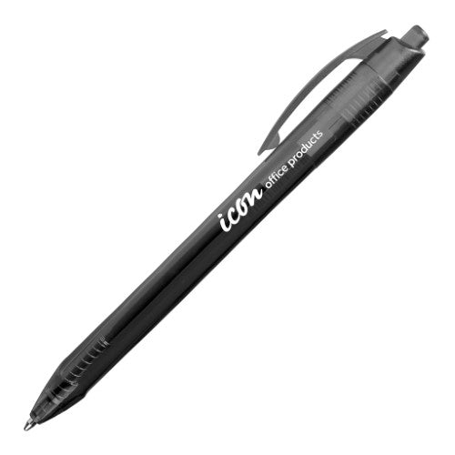 Icon Ballpoint Retractable Pen Triangular Medium Black (Pack of - 10)