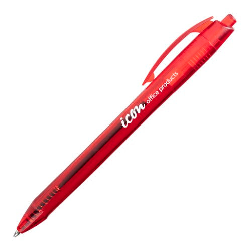Icon Ballpoint Retractable Pen Triangular Medium Red (Pack of - 10)