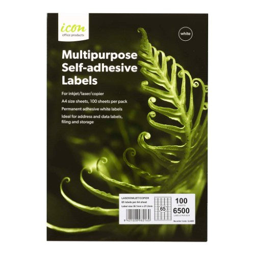 Icon Multipurpose Labels 38.1x21.2mm 65 Per Sheet