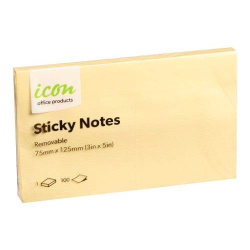 Icon Sticky Notes 75mm x 125mm Yellow (Pack of - 12)