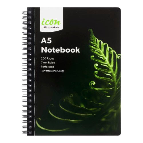Icon Spiral Notebook A5 PP Cover Black 200 pg (Pack of 3)