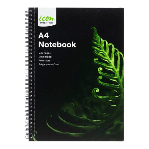 Icon Spiral Notebook A4 PP Cover Black 240 pg (Pack of 3)