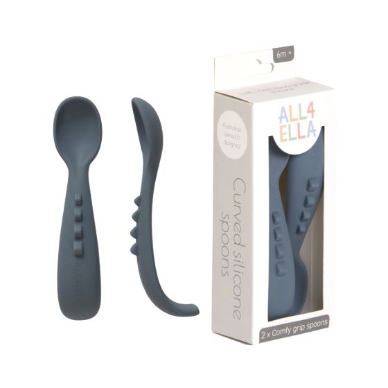 Comfy Grip Silicone Spoons 2pk - Slate Blue - All4Ella