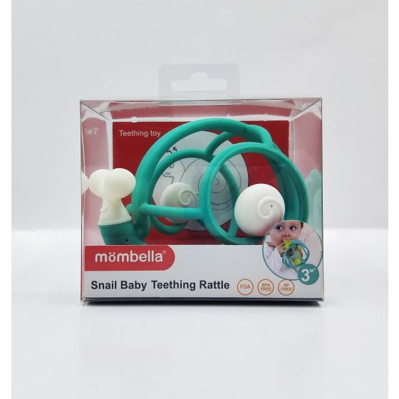 Snail Teether Rattle - Blue - Mombella