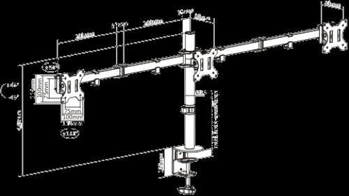 Brateck 13-27" Triple Monitor Economy Desk Mount Bracket