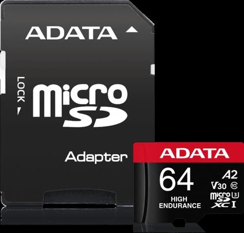 ADATA High Endurance microSDXC UHS-I U3 A2 V30 Card with Adapter 64GB