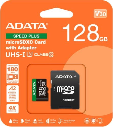 ADATA Speed Plus microSDXC UHS-I U3 A2 V30 Card with Adapter 128GB