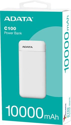 ADATA C100 USB Type-C + Type-A 10000mAh Powerbank - White