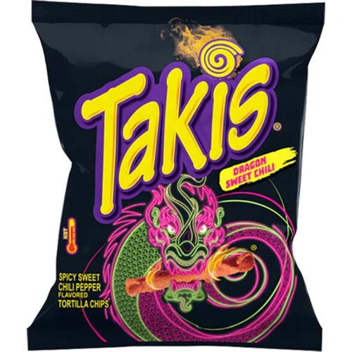 Sweet Chilli Rolled Tortilla Chips 85g Takis Dragon Pack of 20