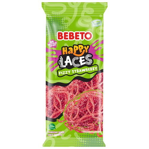 Fizzy Strawberry Happy Laces Candy 180g Bebeto Pack of 12