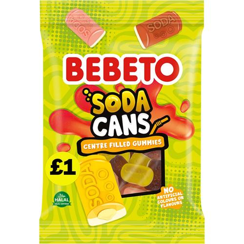 Soda Can Gummy Candy 130g Bebeto Pack of 10