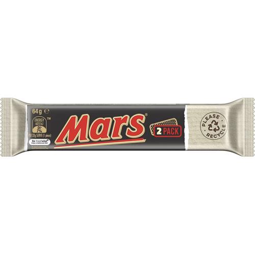 Chocolate Nougat Caramel Bar Twin Pack 64g Mars Pack of 25
