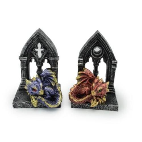 Elements Baby Dragon with Gothic Window Ruin - Pack of 2