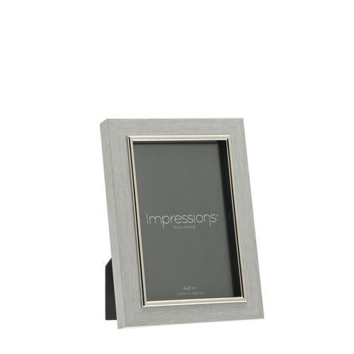 Photo Frame - Impressions Grey Faux Wood & Silver 4x6in