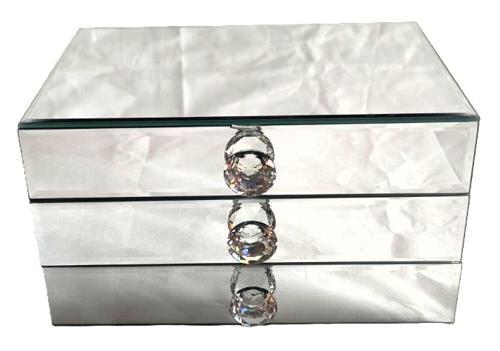Mirrored Jewellery Box with Drawers 22x15x12cm