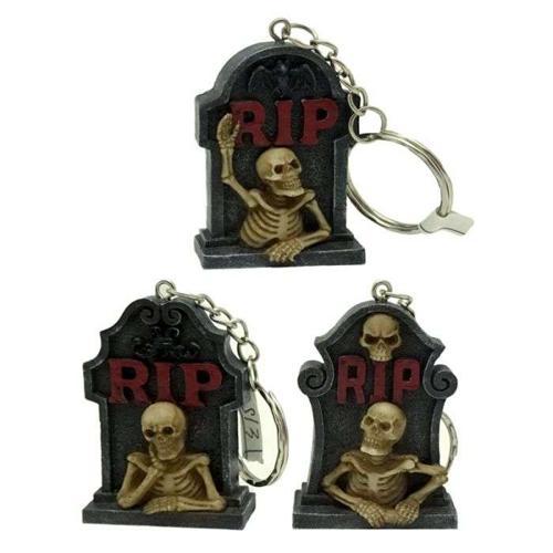 RIP Skeleton Tombstone Keyring - Pack of 6