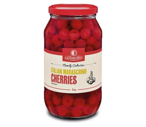 CHERRIES RED STEM ON MARASCHINO 1.9 KG - Sandhurst