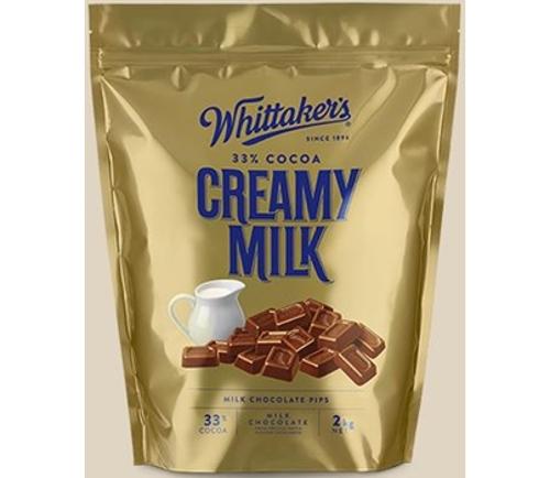 CREAMY MILK CHOC PIPS (33%) - Whittakers - 2kg