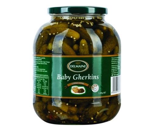 GHERKINS BABY CORNICHONS 1.34KG - Delmaine