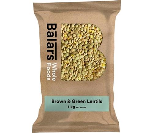 LENTILS BROWN & GREEN WHOLE 1KG - Balars